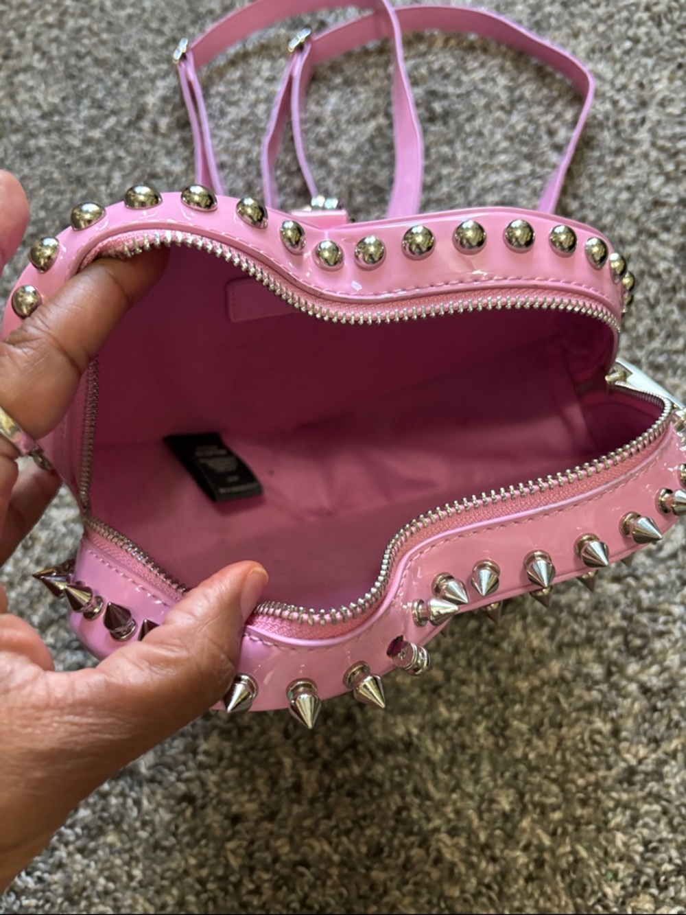 Club Exx Dolls Kill bay pink studded backpack rave festival Coachella party hot - Picture 5 of 9